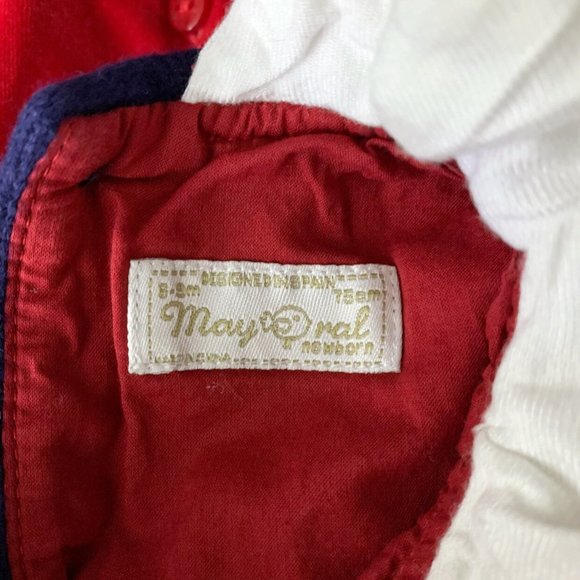 Mayoral Newborn 75cm 6-9M Red Velvet Holiday Dress & Navy Cardigan Baby Girl - Picture 5 of 6